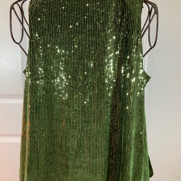 L & B Lucky & Blessed Sequin Green Vest Cardigan Party Size Small NWT - Picture 5 of 8